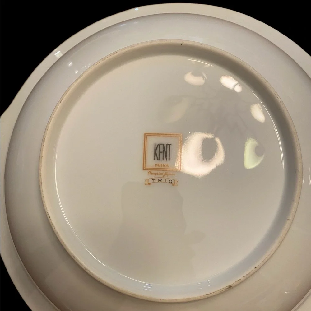 Vintage Kent China Trio Pattern Oval Serving Bowl Roses Gold Trim